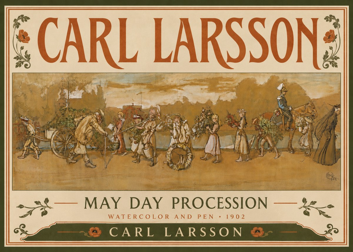Carl Larsson May Day Procession No6 - Póster
