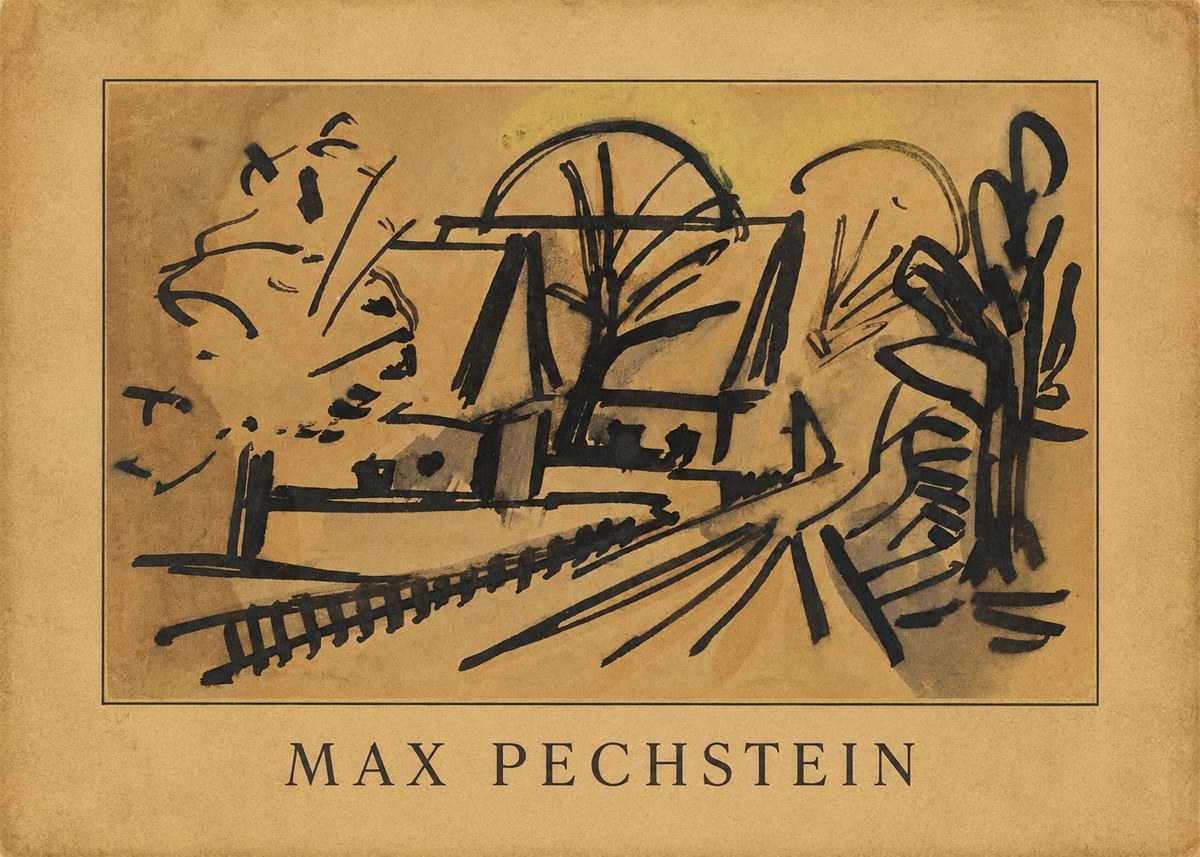 Max Pechstein Abstract Village Landscape No3 - Póster