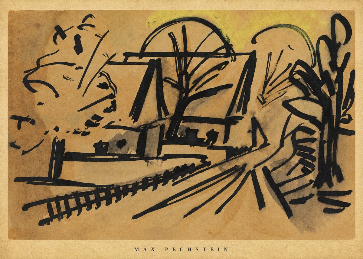Max Pechstein Abstract Village Landscape No5 - Póster
