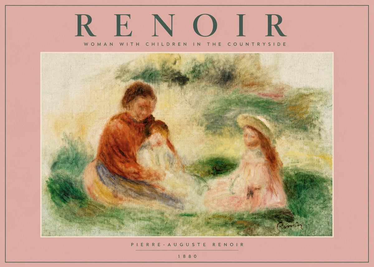 Renoir Woman with Children in the Countryside No4 - Póster