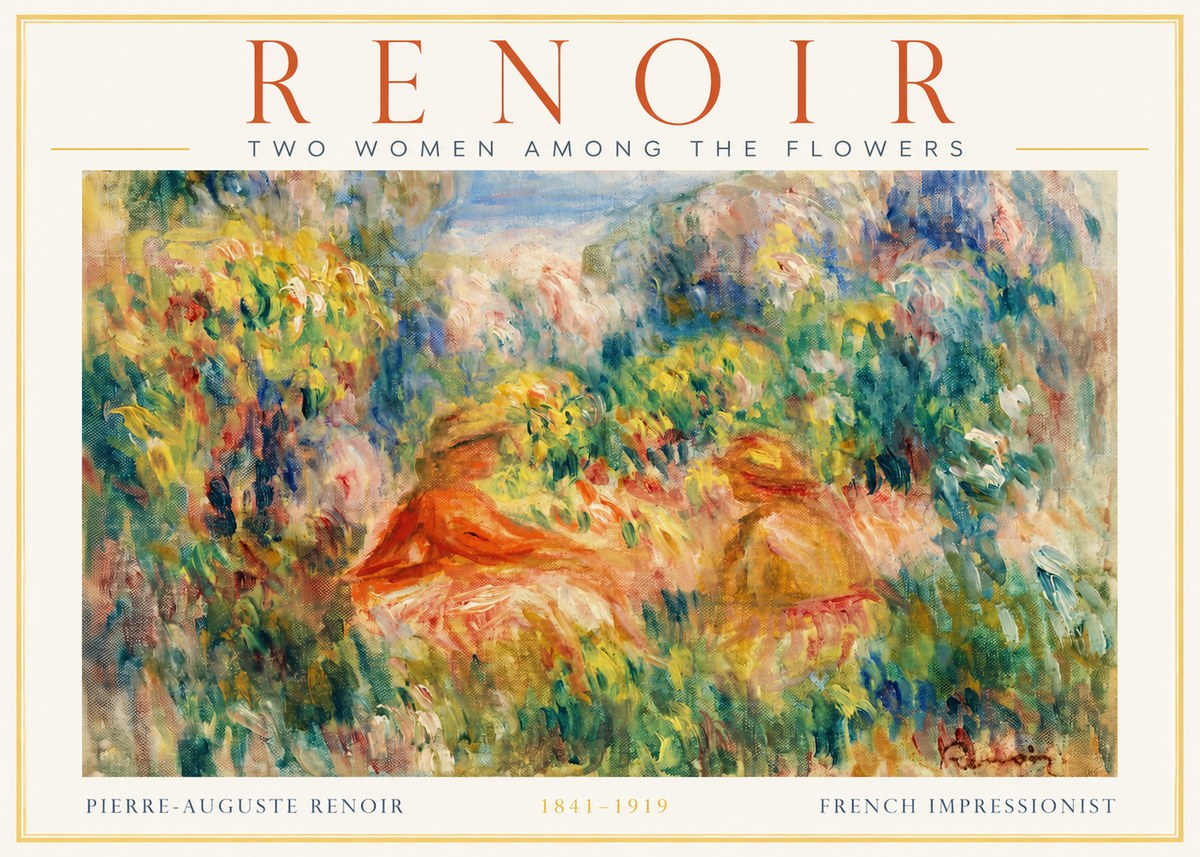 Renoir Two Women Among the Flowers No2 - Póster