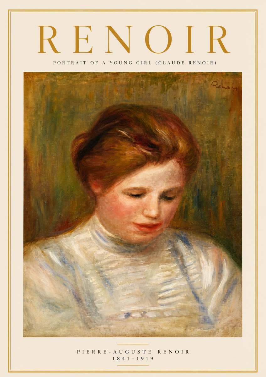 Renoir Portrait of a Young Girl (Claude Renoir) No3 - Póster