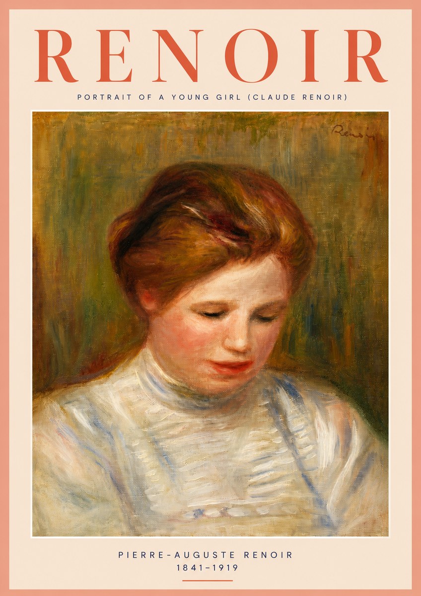 Renoir Portrait of a Young Girl (Claude Renoir) No4 - Póster