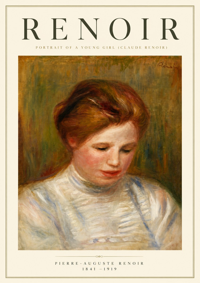Renoir Portrait of a Young Girl (Claude Renoir) No5 - Póster