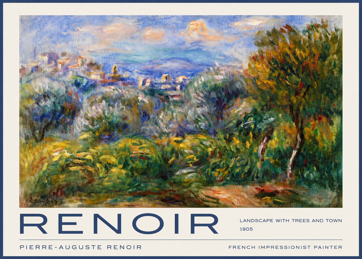 Renoir Landscape with Trees and Town No2 - Póster