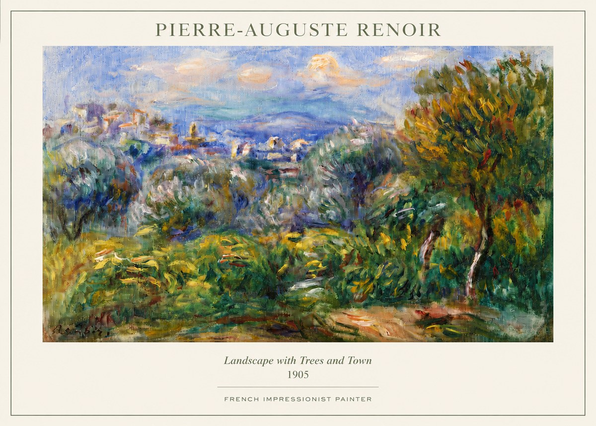 Renoir Landscape with Trees and Town No3 - Póster