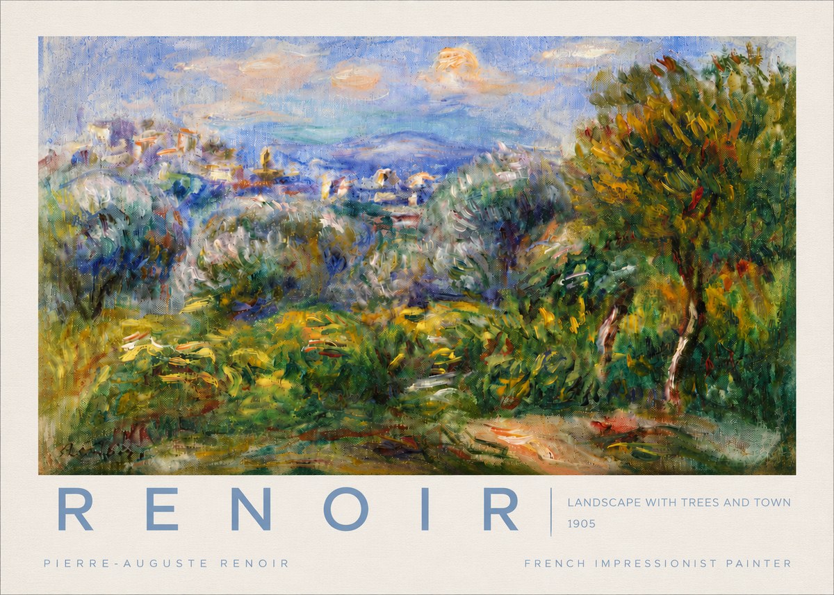 Renoir Landscape with Trees and Town No4 - Póster