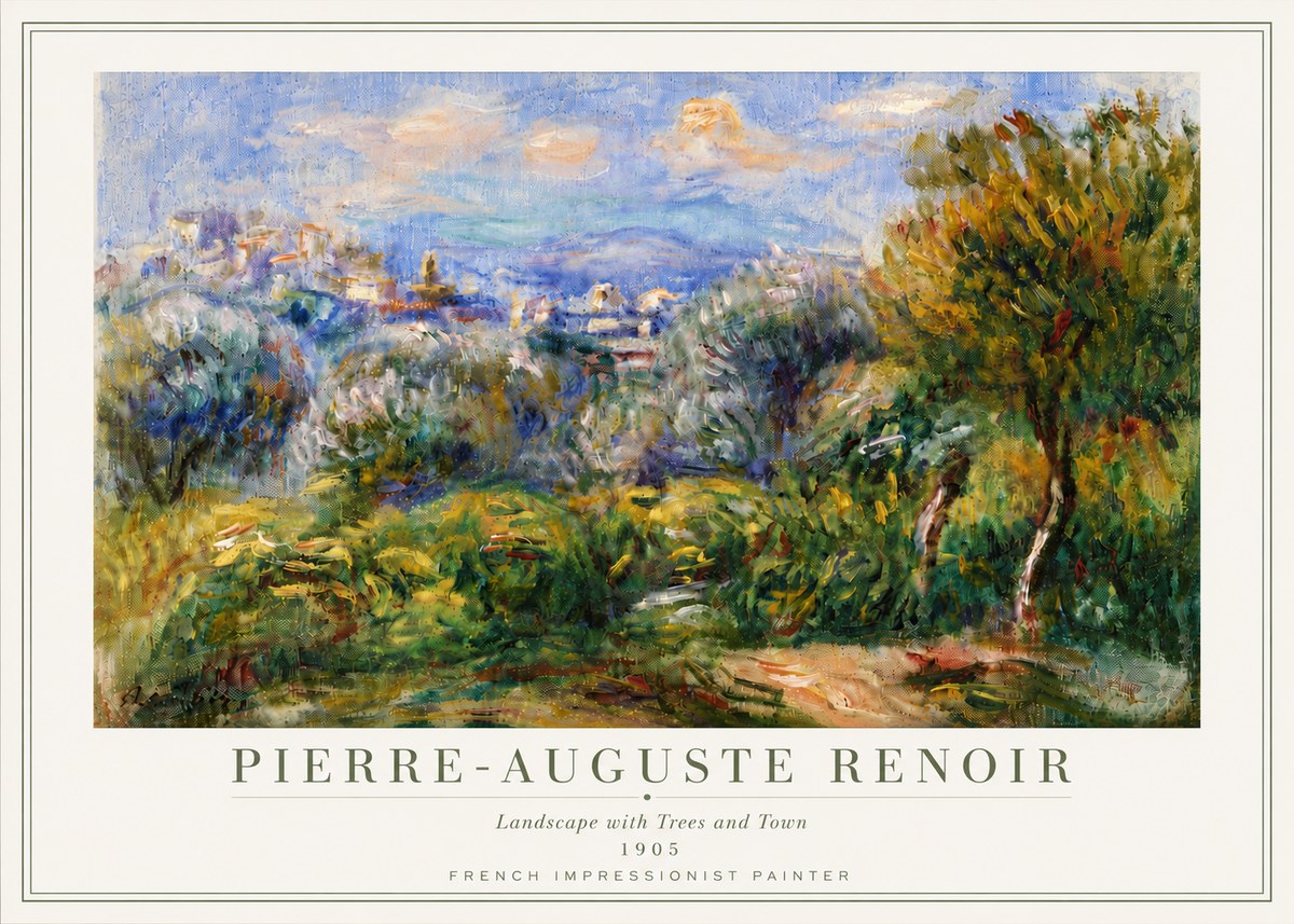 Renoir Landscape with Trees and Town No6 - Póster