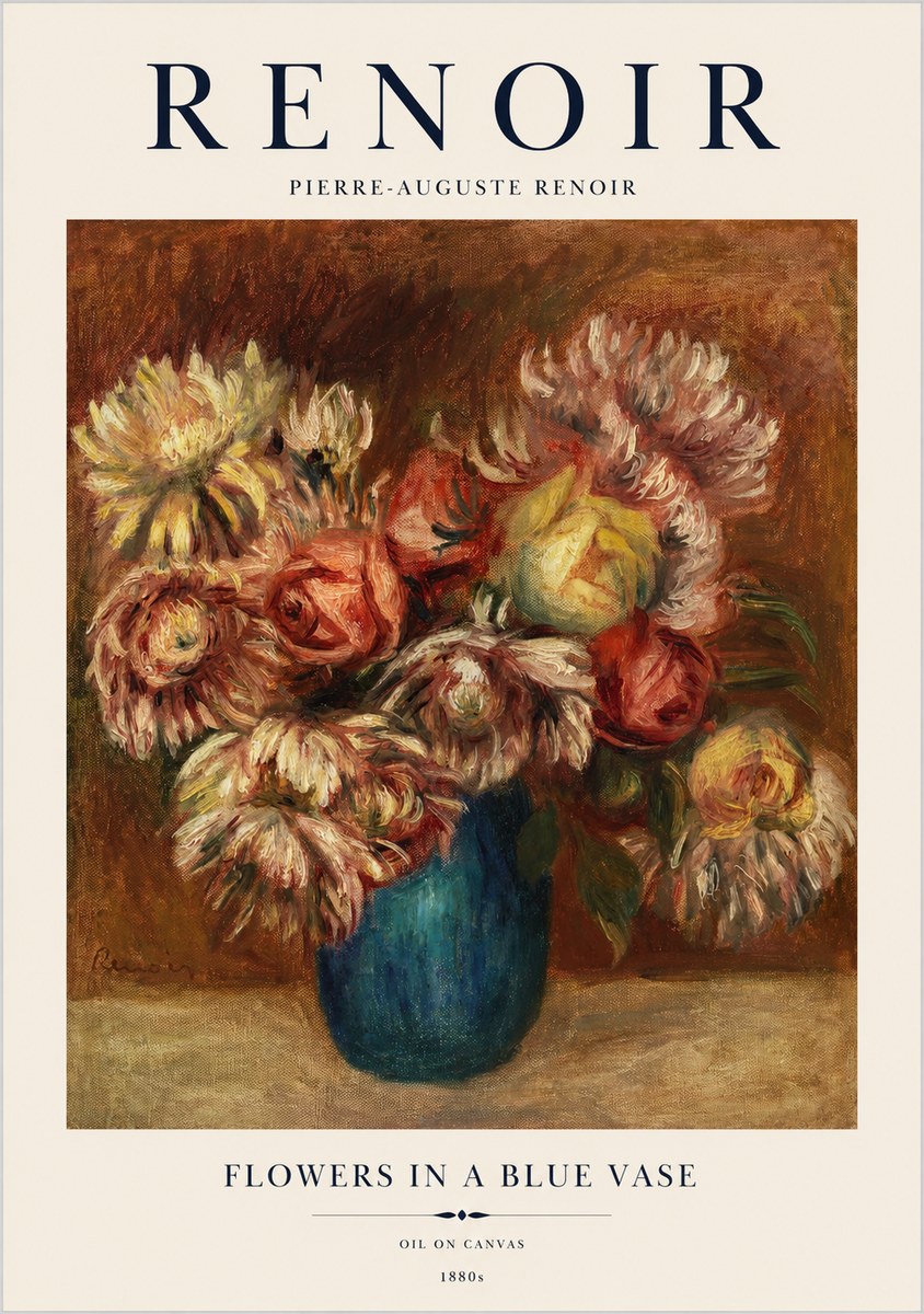 Renoir Flowers in a Blue Vase No1 - Póster