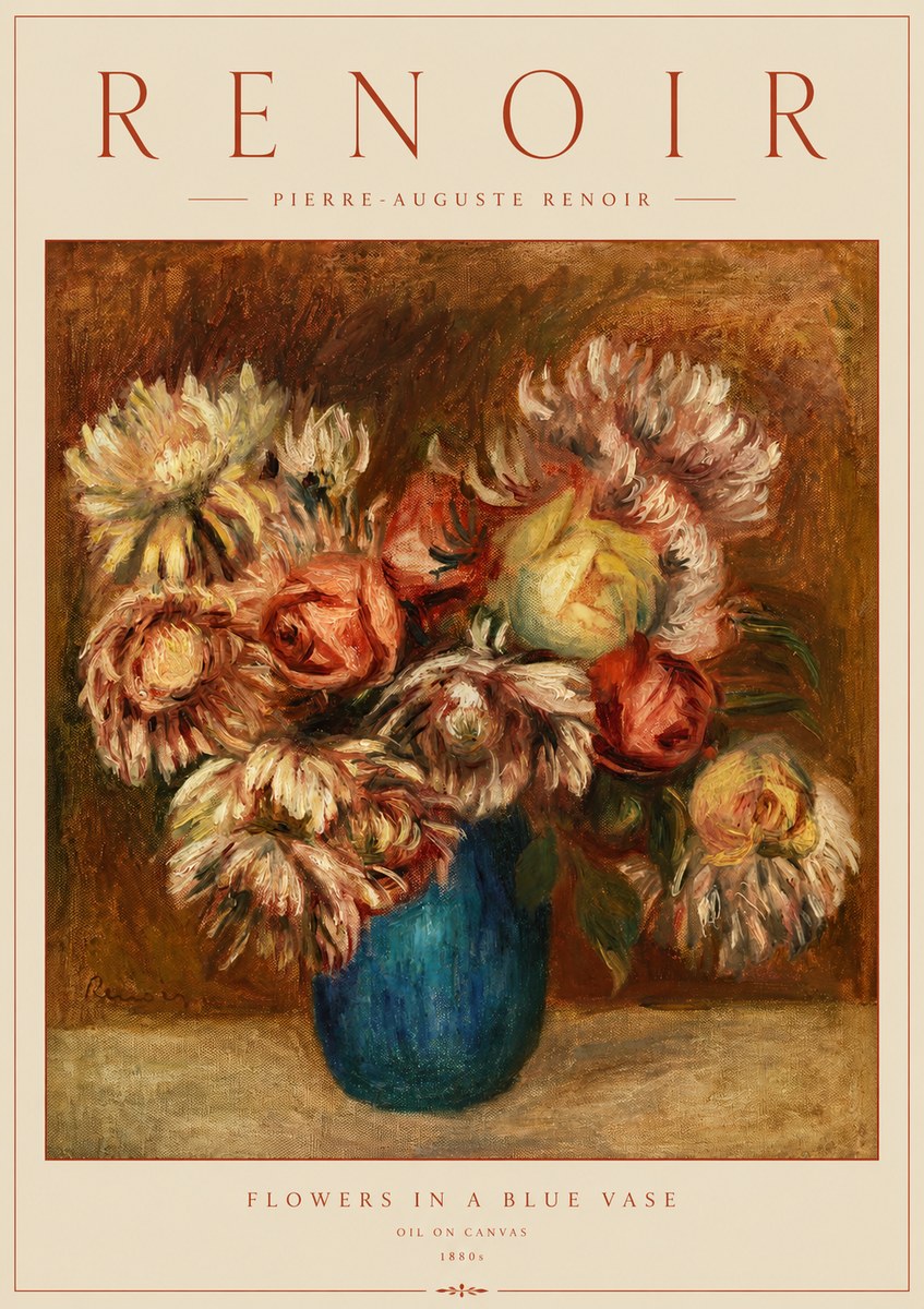 Renoir Flowers in a Blue Vase No2 - Póster