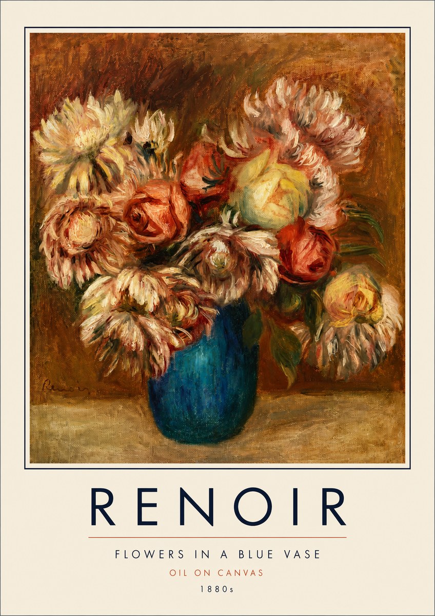 Renoir Flowers in a Blue Vase No4 - Póster