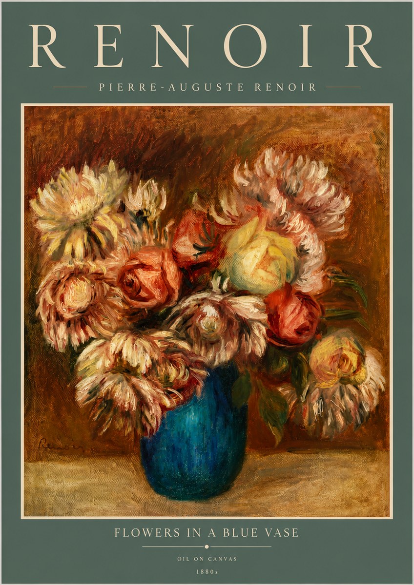 Renoir Flowers in a Blue Vase No6 - Póster