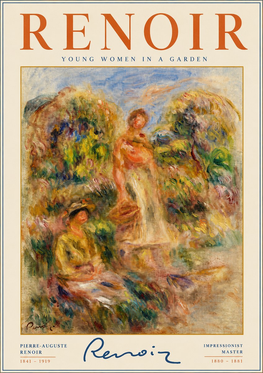 Renoir Young Women in a Garden No2 - Póster