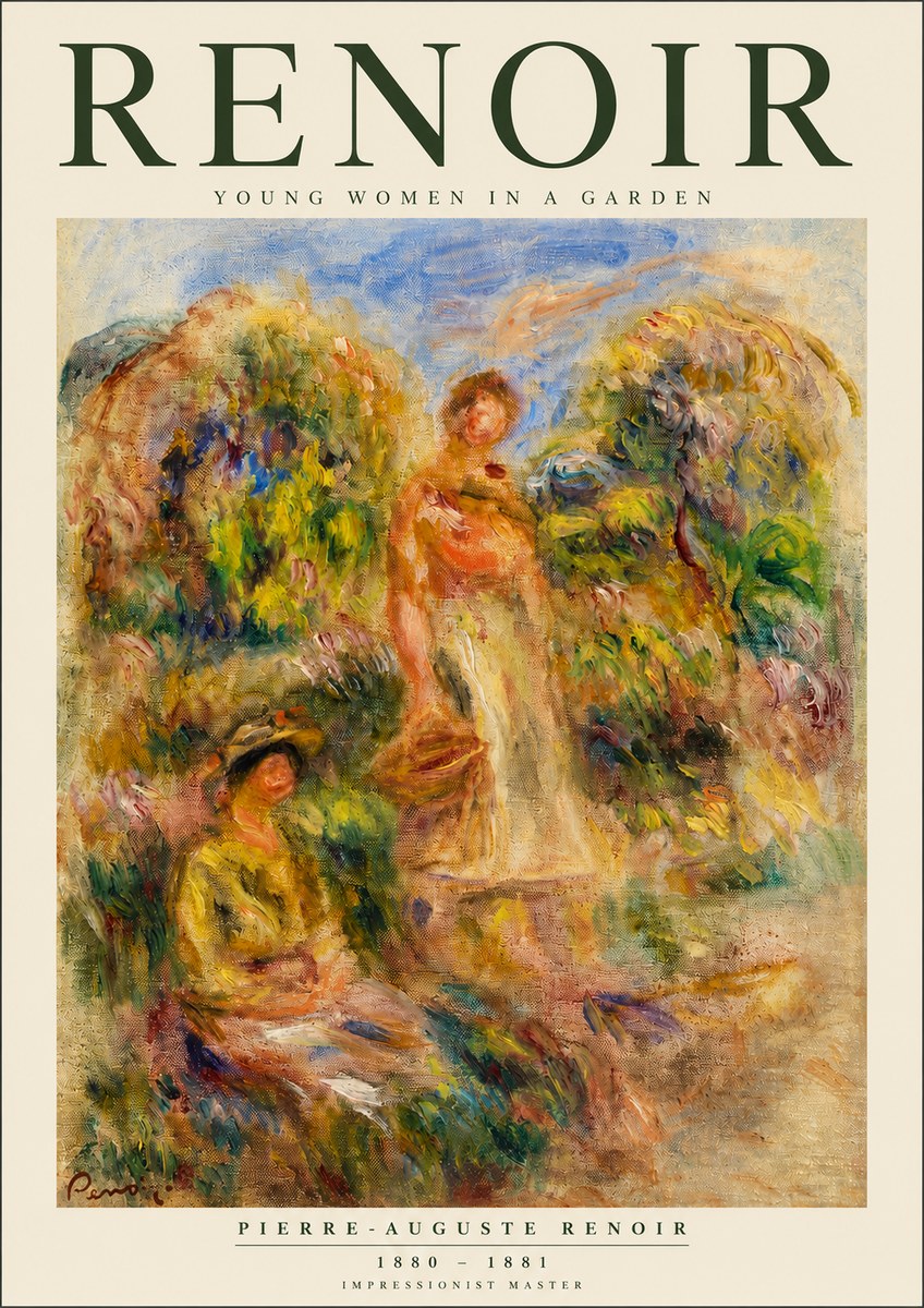 Renoir Young Women in a Garden No3 - Póster