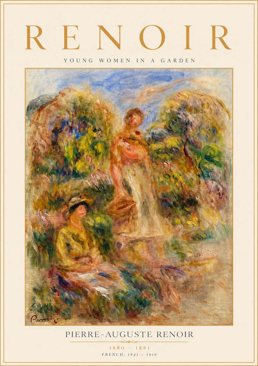 Renoir Young Women in a Garden No4 - Póster