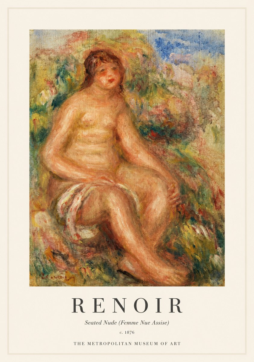 Renoir Seated Nude (Femme Nue Assise) No1 - Póster