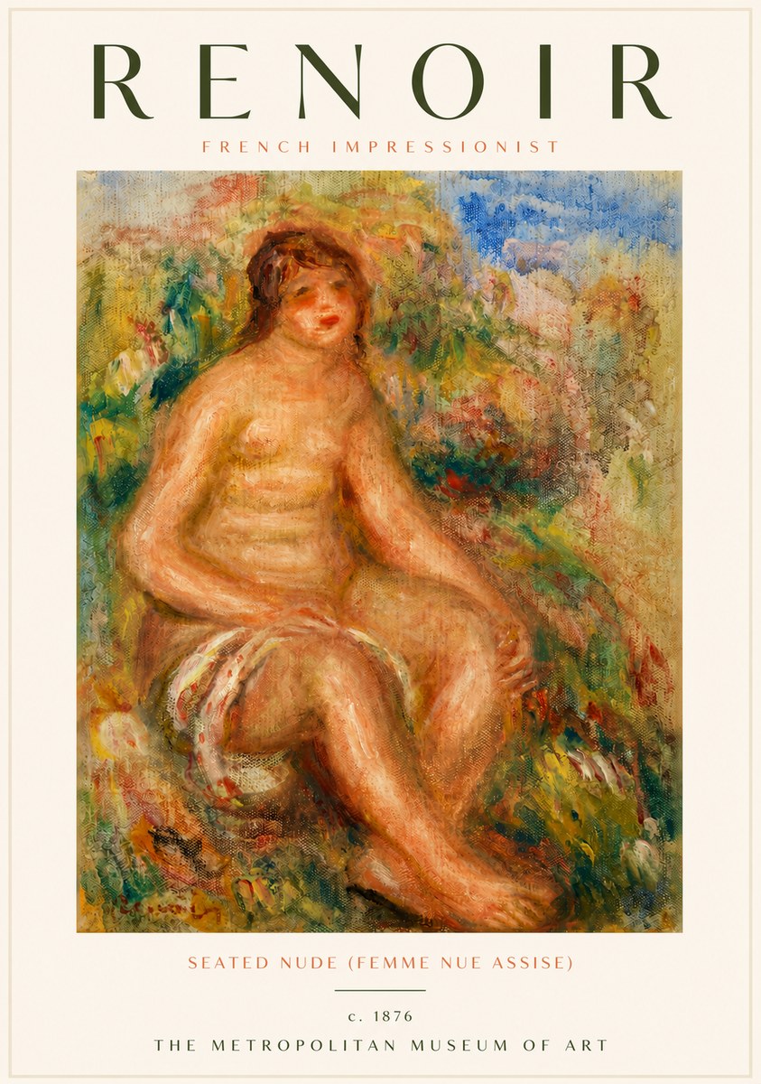 Renoir Seated Nude (Femme Nue Assise) No4 - Póster