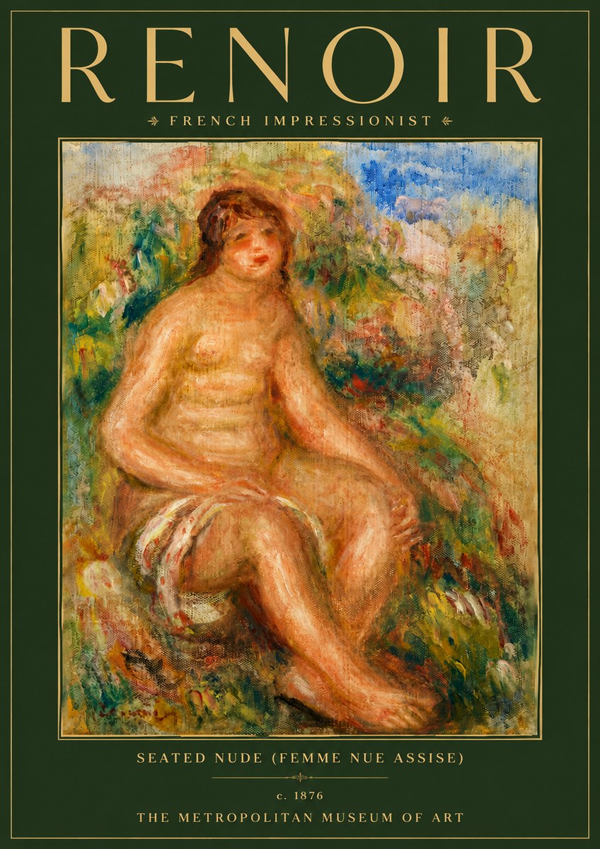 Renoir Seated Nude (Femme Nue Assise) No6 - Póster