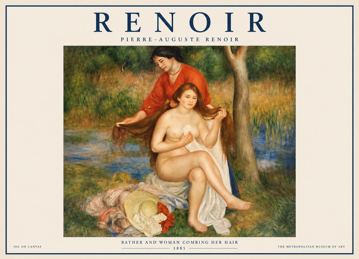 Renoir The Bather and Her Attendant No4 - Póster
