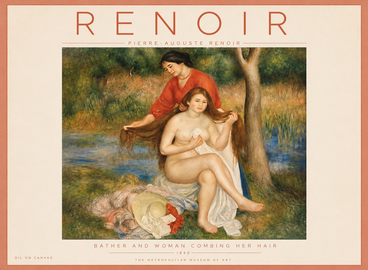 Renoir The Bather and Her Attendant No5 - Póster