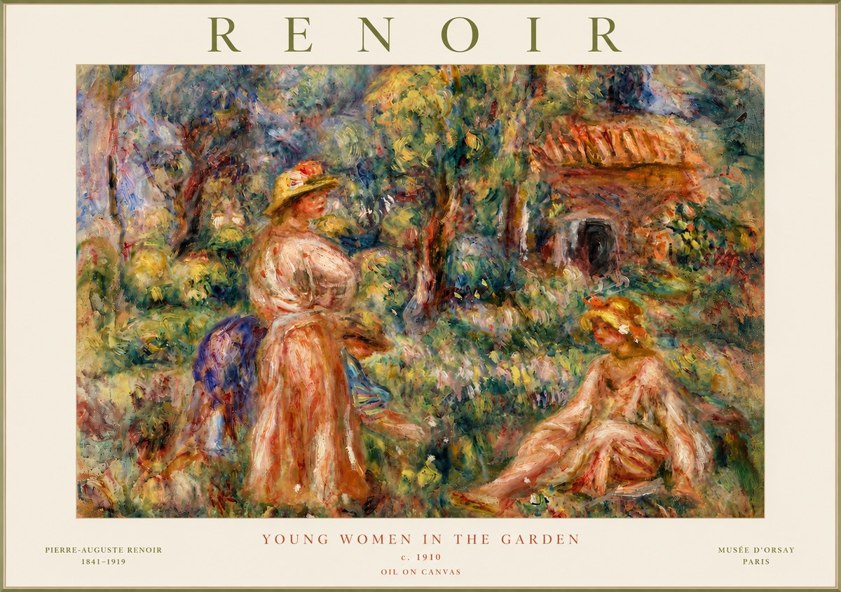 Renoir Young Women in the Garden I No3 - Póster