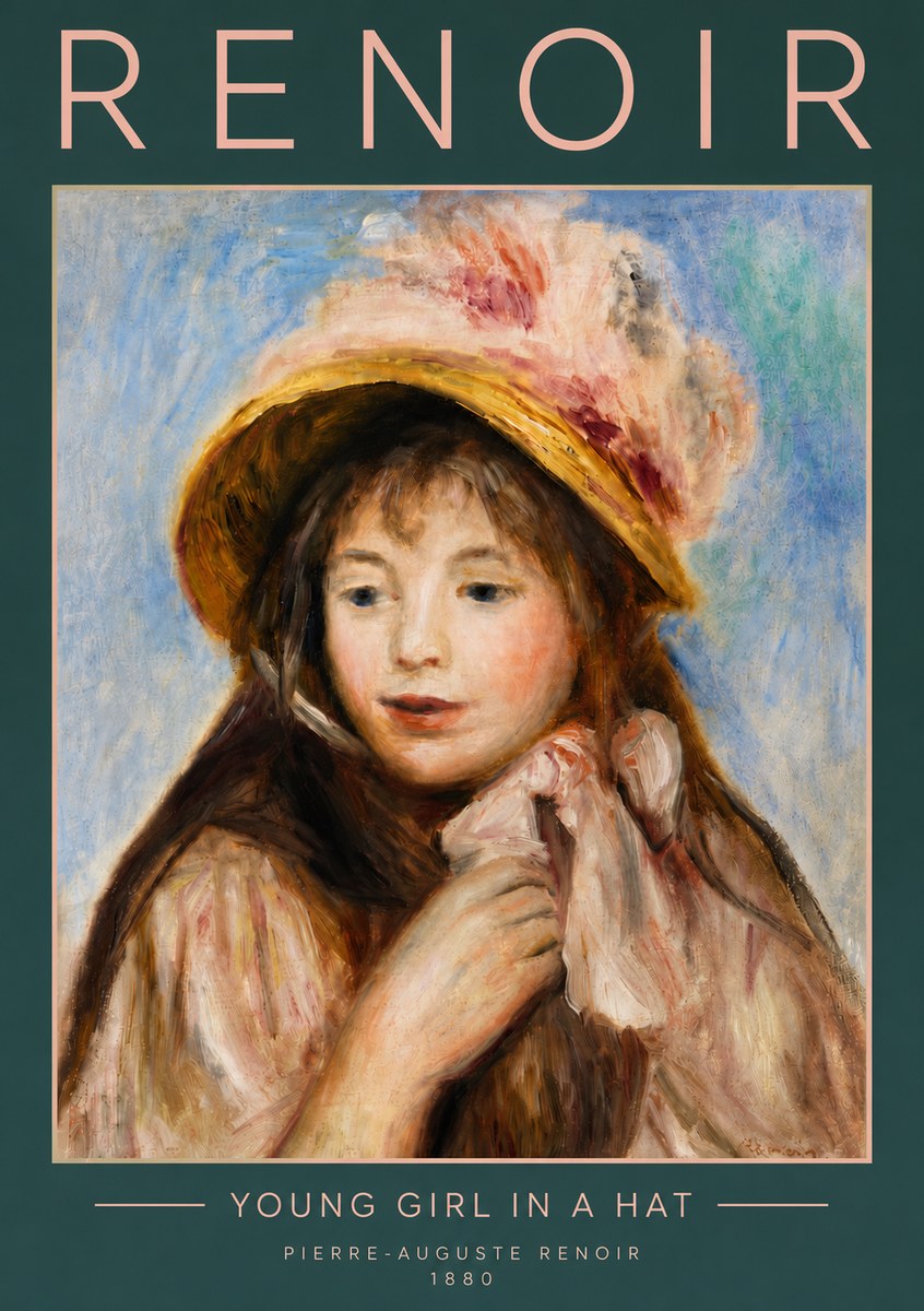 Renoir Young Girl in a Hat No5 - Póster