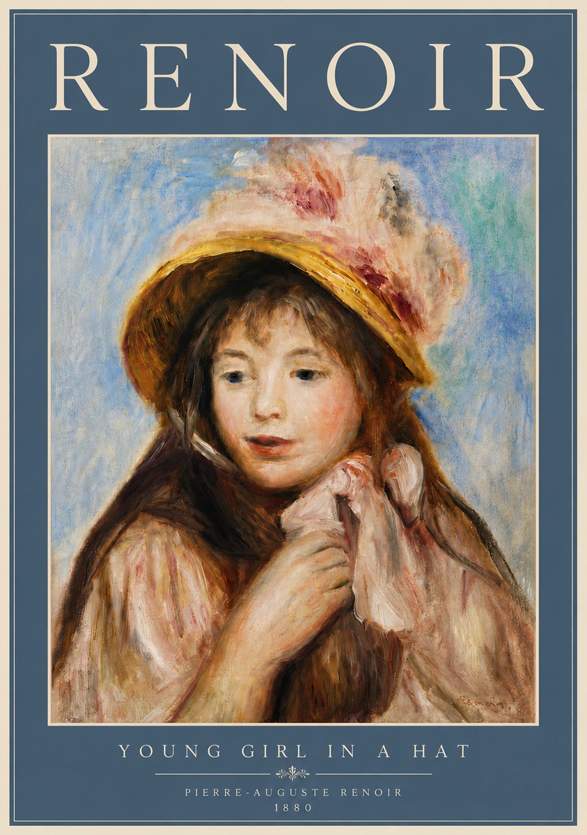 Renoir Young Girl in a Hat No6 - Póster
