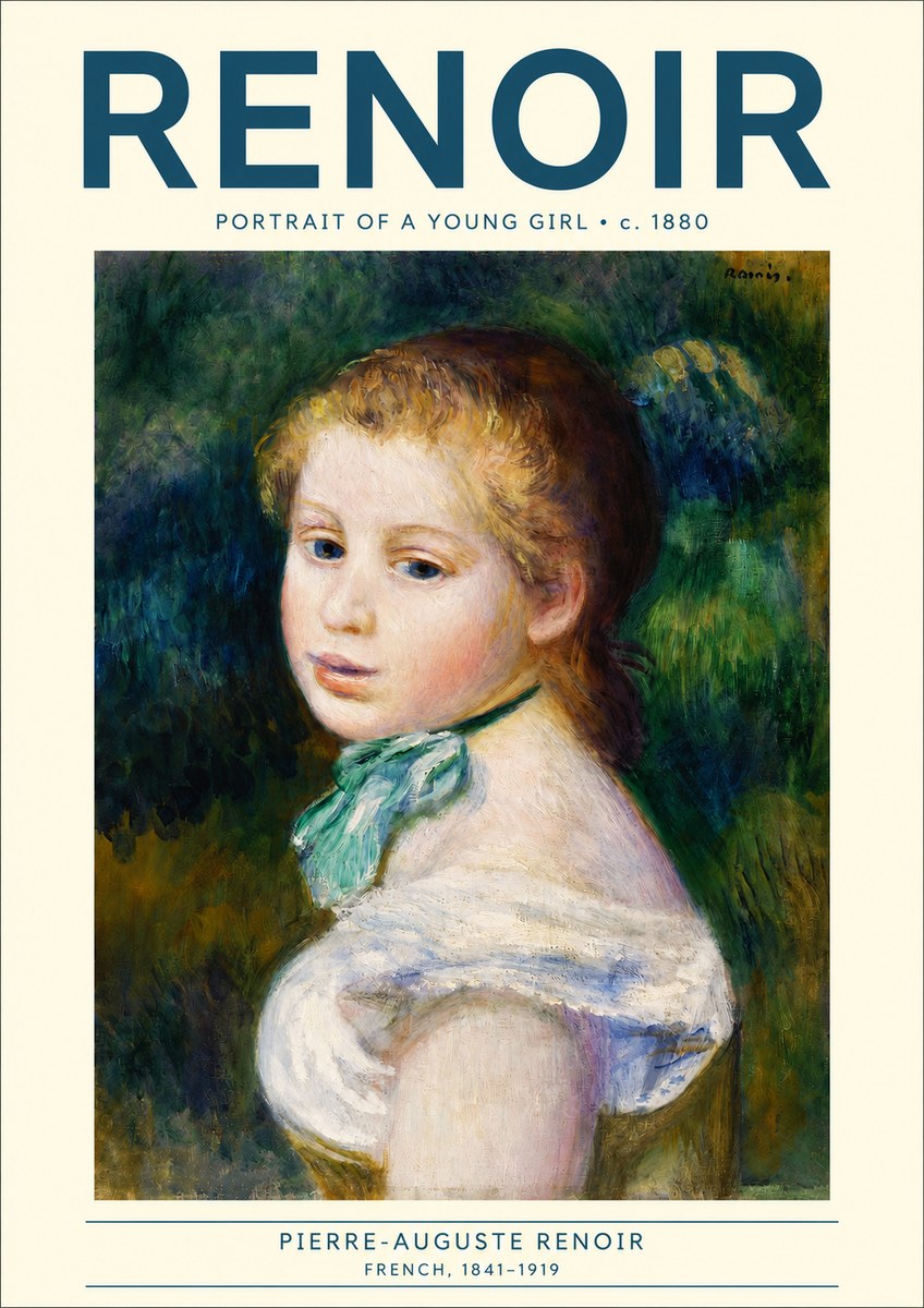 Renoir Young Girl with a Green Ribbon No3 - Póster