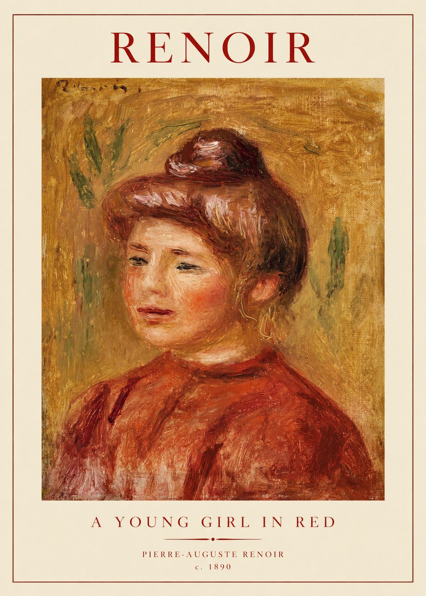 Renoir A Young Girl in Red No1 - Póster