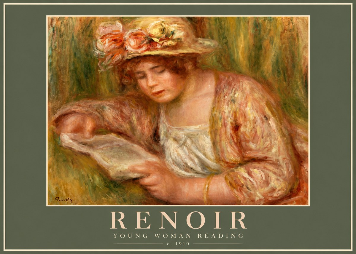 Renoir Young Woman Reading No2 - Póster