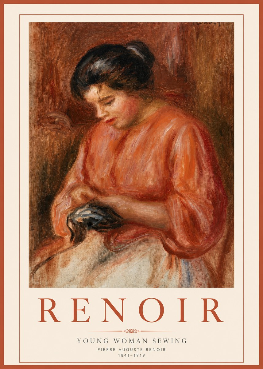 Renoir Young Woman Sewing I No2 - Póster