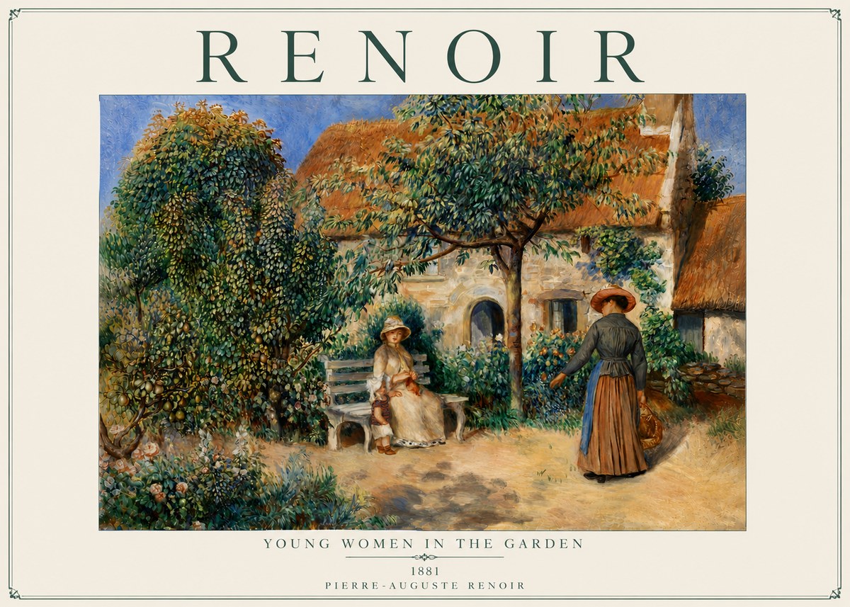 Renoir Young Women in the Garden II No6 - Póster