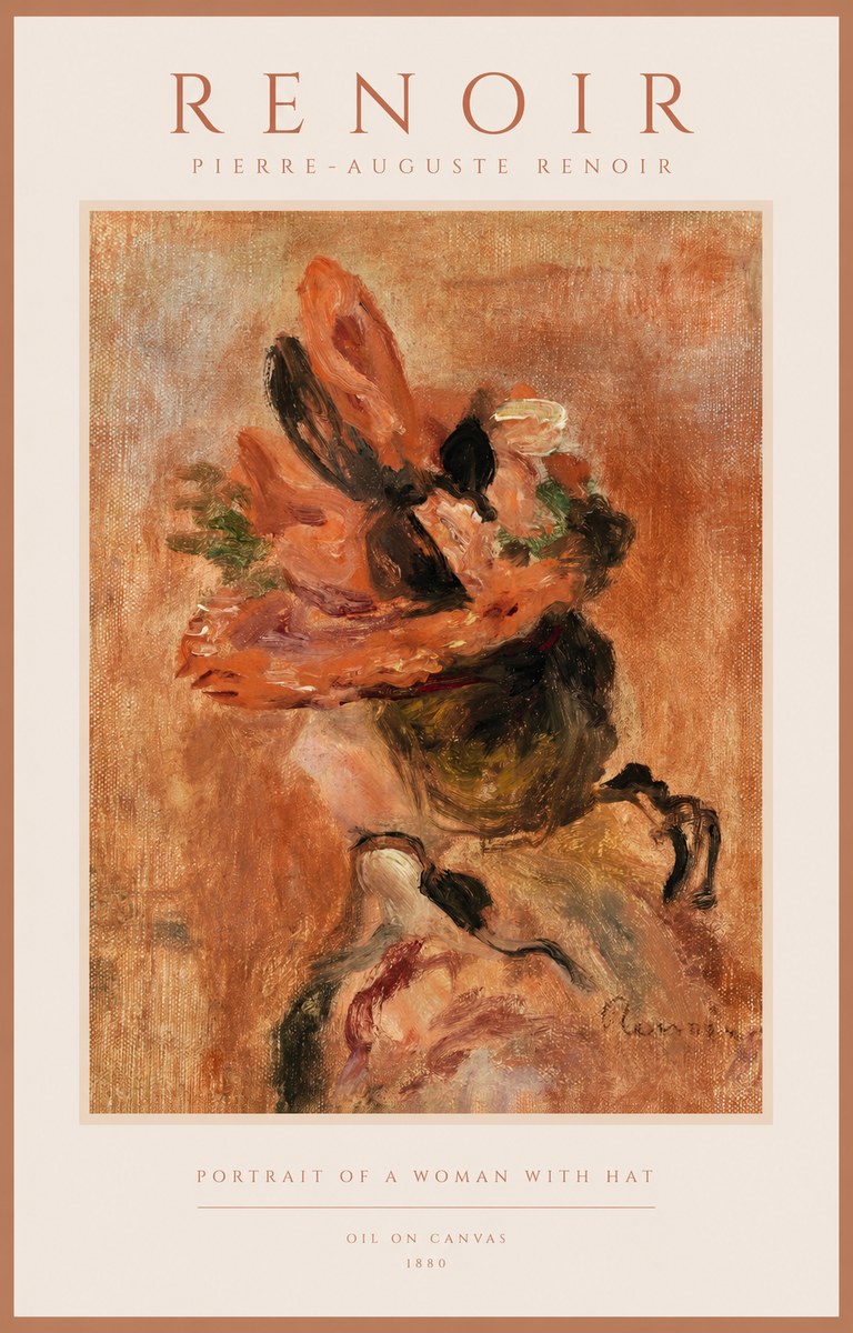 Renoir Portrait of a Woman with Hat No1 - Póster