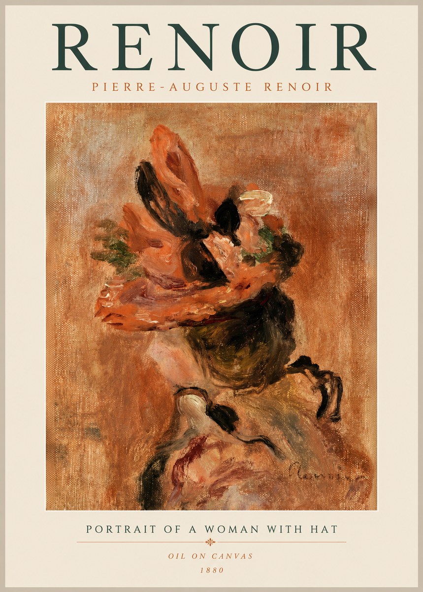 Renoir Portrait of a Woman with Hat No2 - Póster