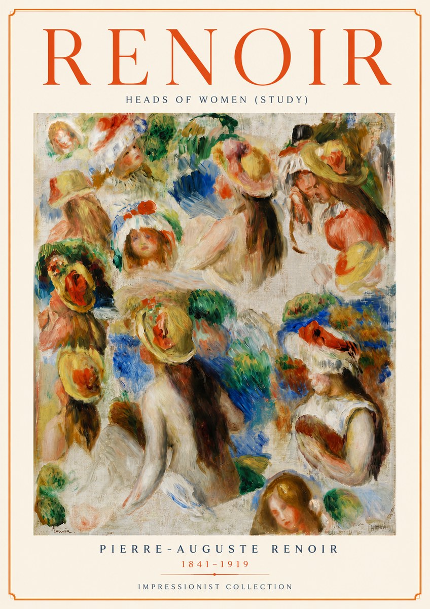 Renoir Heads of Women (Study) No6 - Póster