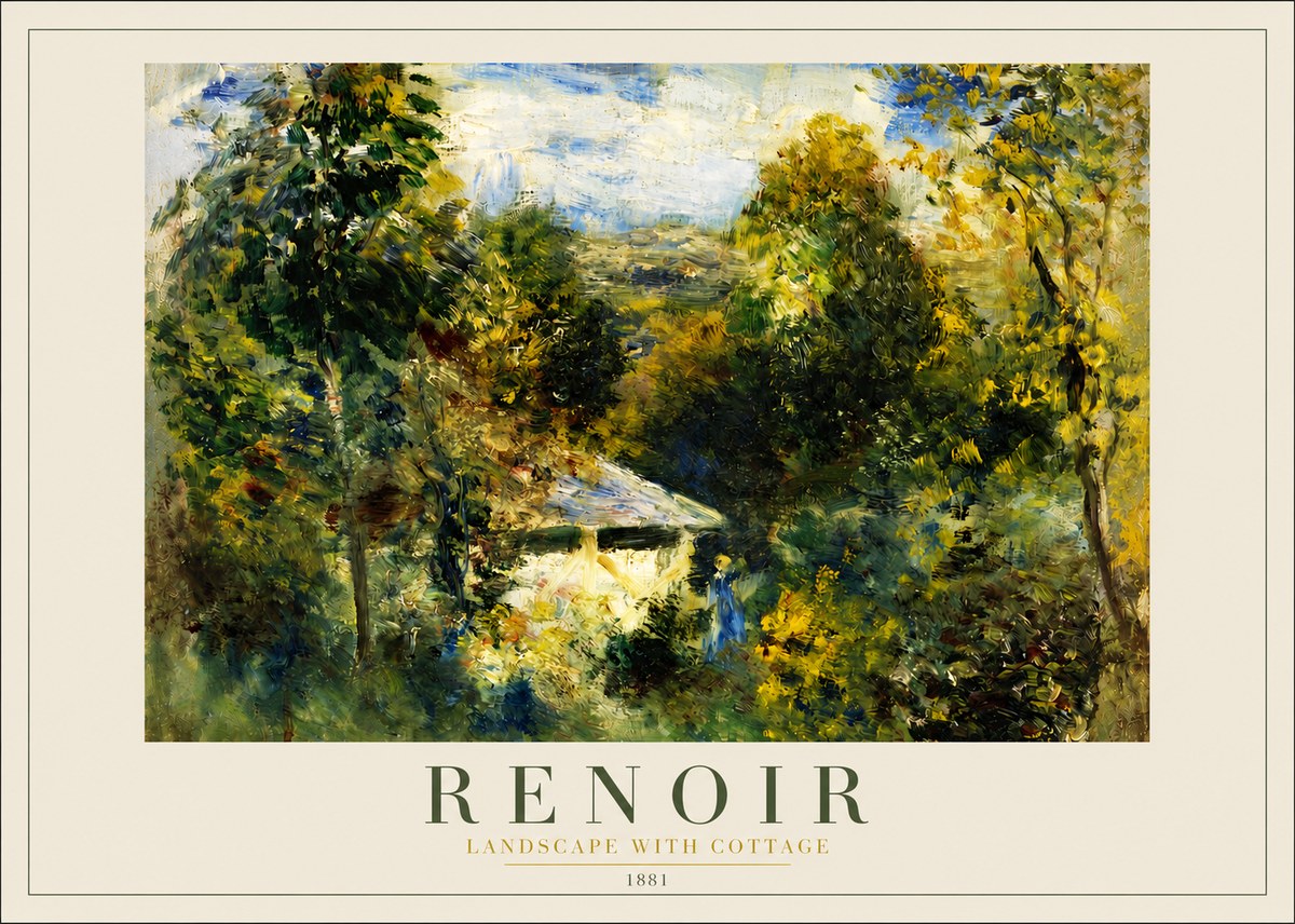 Renoir Landscape with a Cottage No4 - Póster