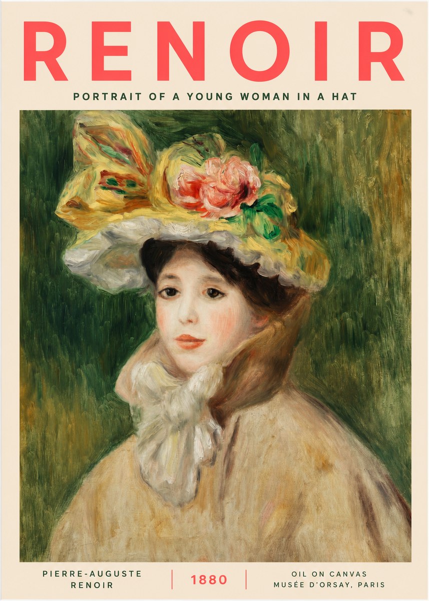 Renoir Portrait of a Young Woman in a Hat No2 - Póster