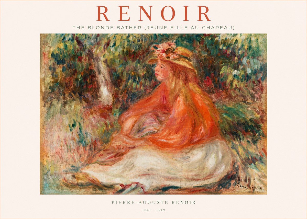Renoir The Blonde Bather (Jeune Fille Au Chapeau) No1 - Póster
