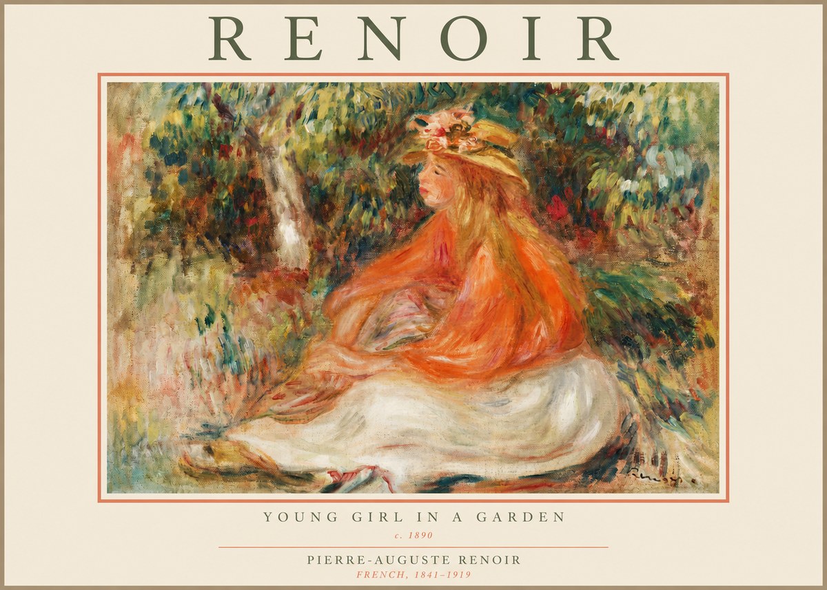 Renoir The Blonde Bather (Jeune Fille Au Chapeau) No3 - Póster