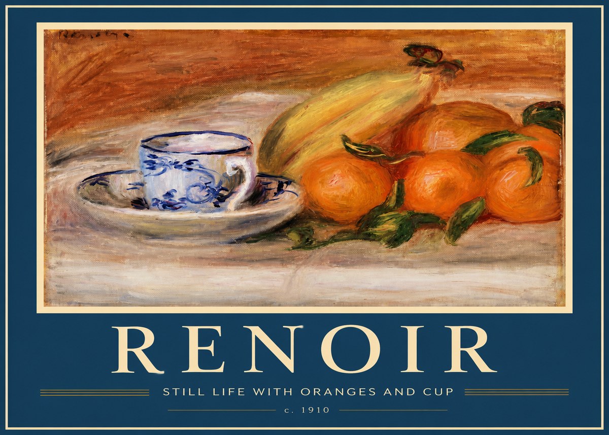 Renoir Still Life with Oranges and Cup No2 - Póster