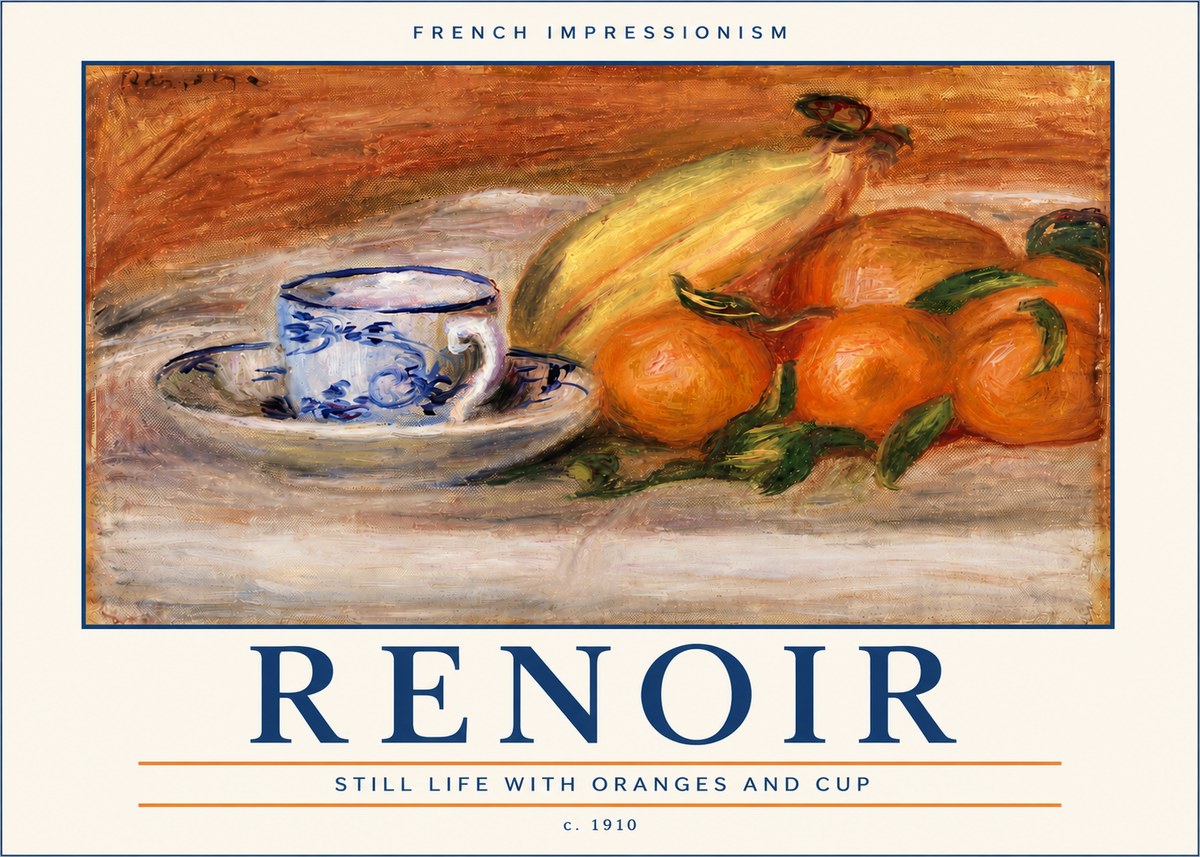Renoir Still Life with Oranges and Cup No5 - Póster