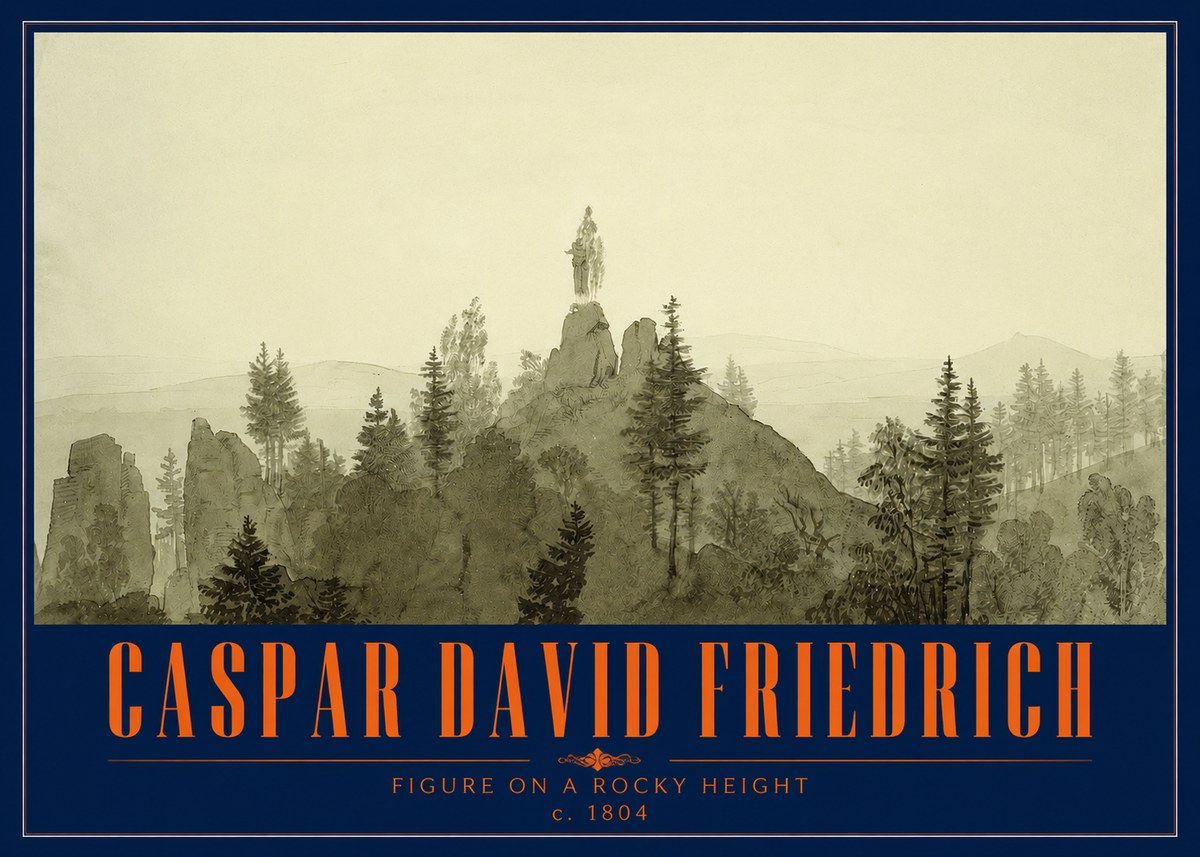 Caspar David Friedrich Figure on a Rocky Height No2 - Póster