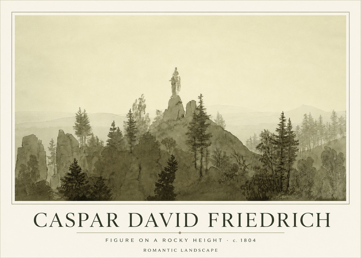 Caspar David Friedrich Figure on a Rocky Height No3 - Póster