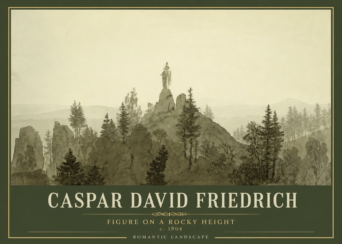 Caspar David Friedrich Figure on a Rocky Height No4 - Póster
