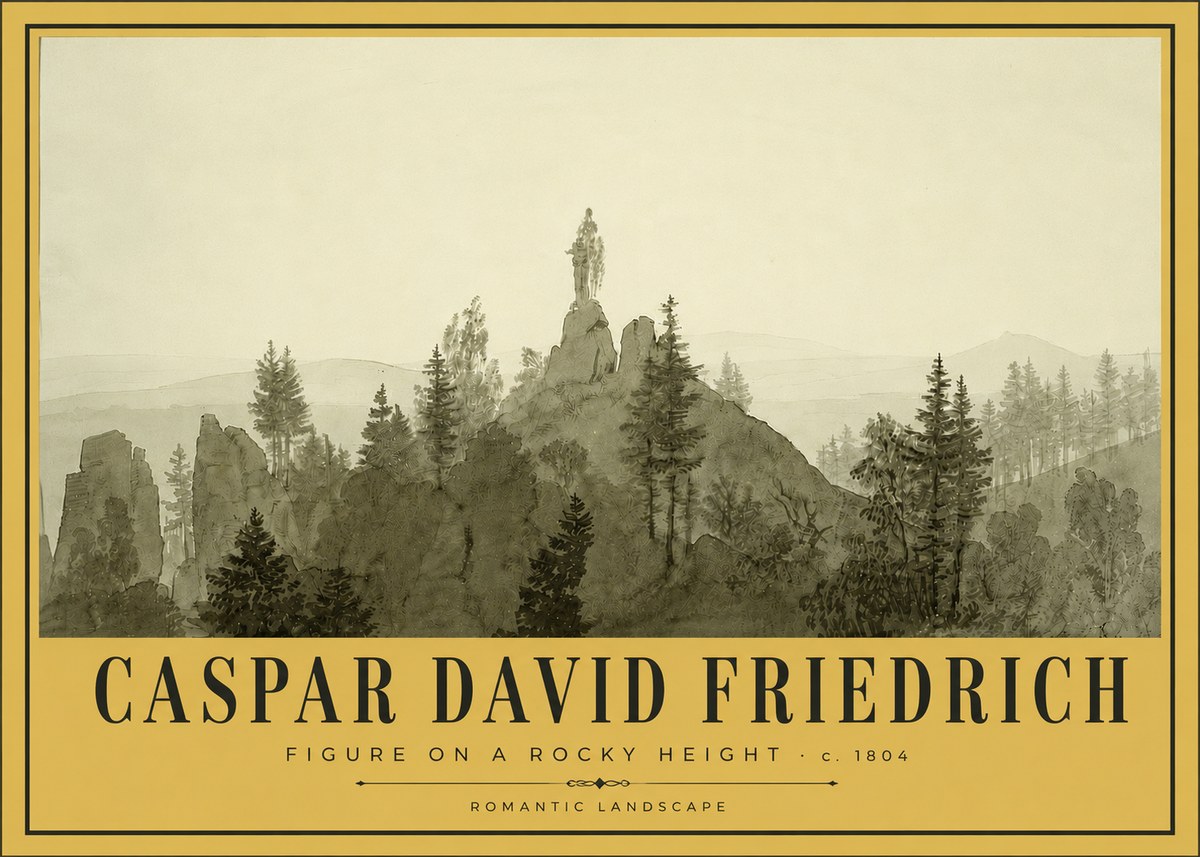 Caspar David Friedrich Figure on a Rocky Height No5 - Póster