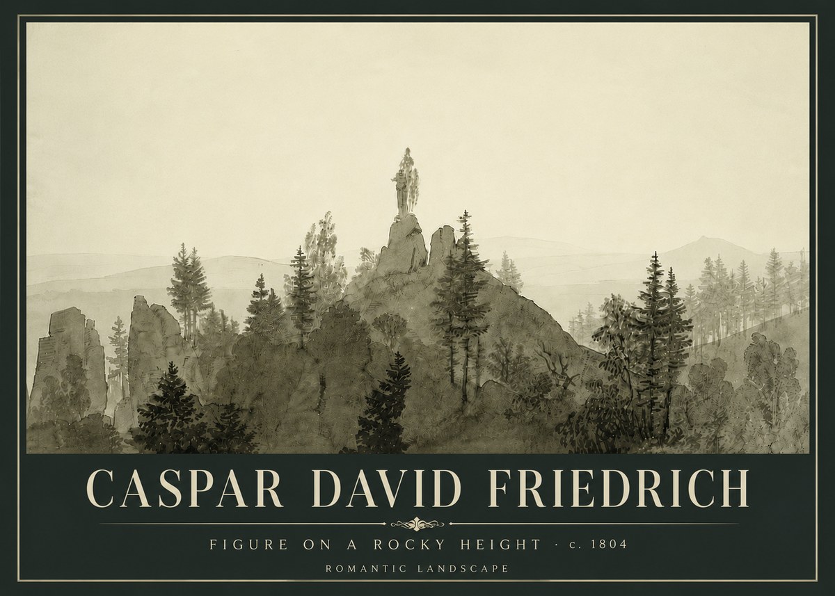 Caspar David Friedrich Figure on a Rocky Height No6 - Póster