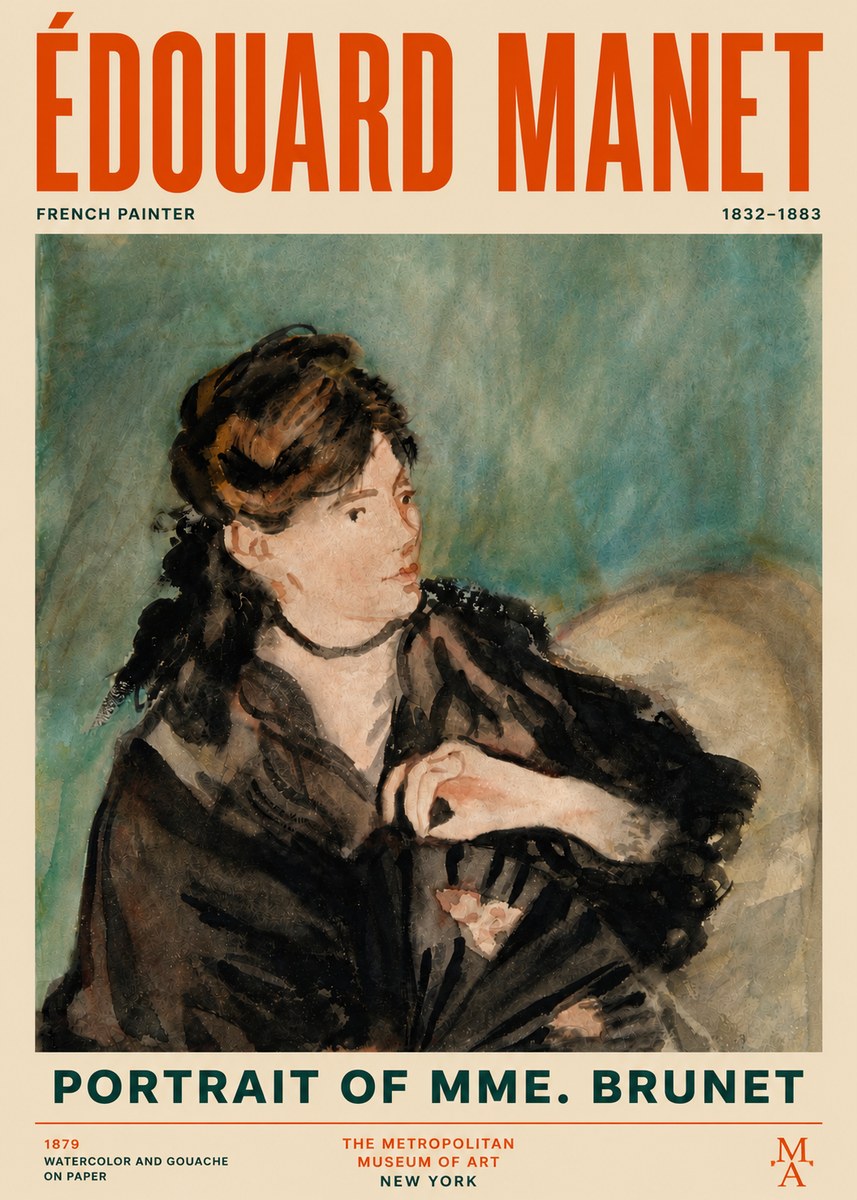 Édouard Manet Portrait of Mme. Brunet No5 - Póster
