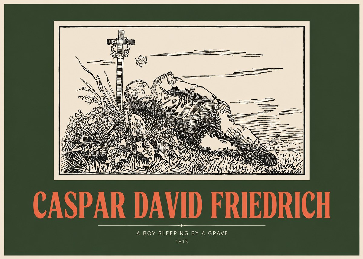 Caspar David Friedrich A Boy Sleeping by a Grave No2 - Póster