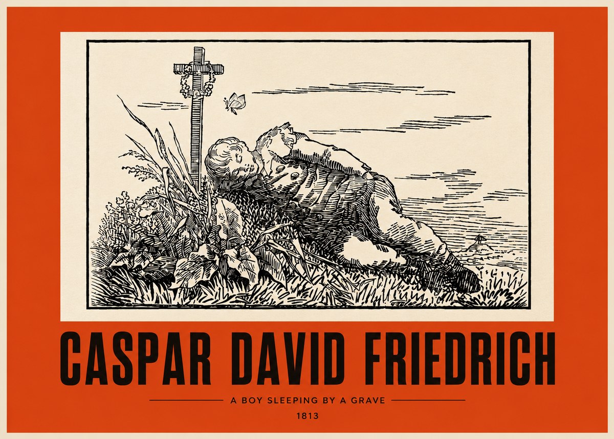 Caspar David Friedrich A Boy Sleeping by a Grave No3 - Póster
