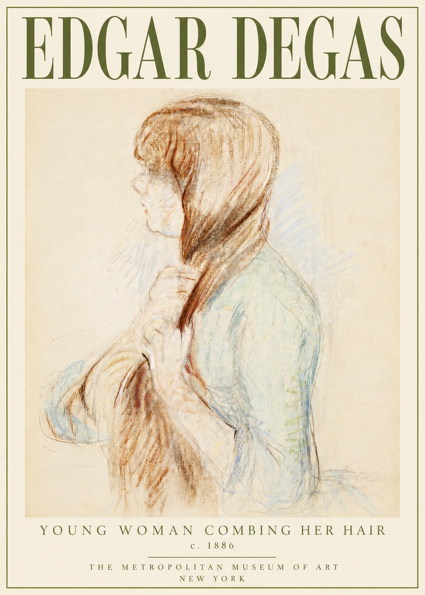Edgar Degas Young Woman Combing Her Hair No4 - Póster